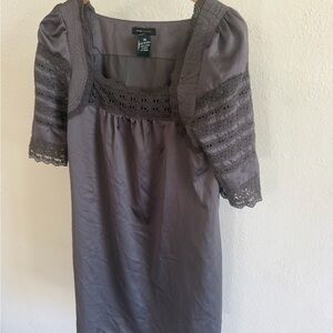 BCBGMaxAzria Charcoal Lace Accent Dress